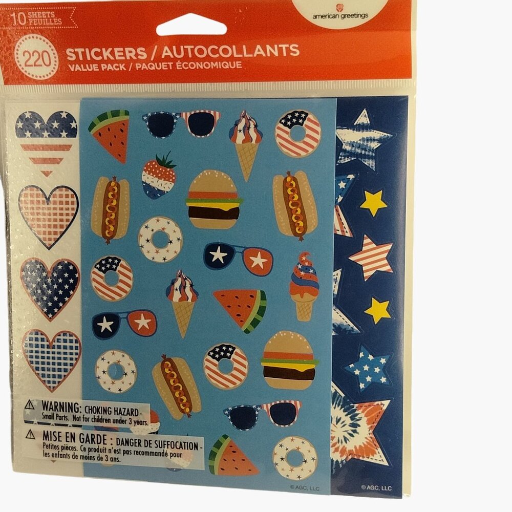 220 Patriotic Summer Stickers American Greetings July 4th Party Favor Craft